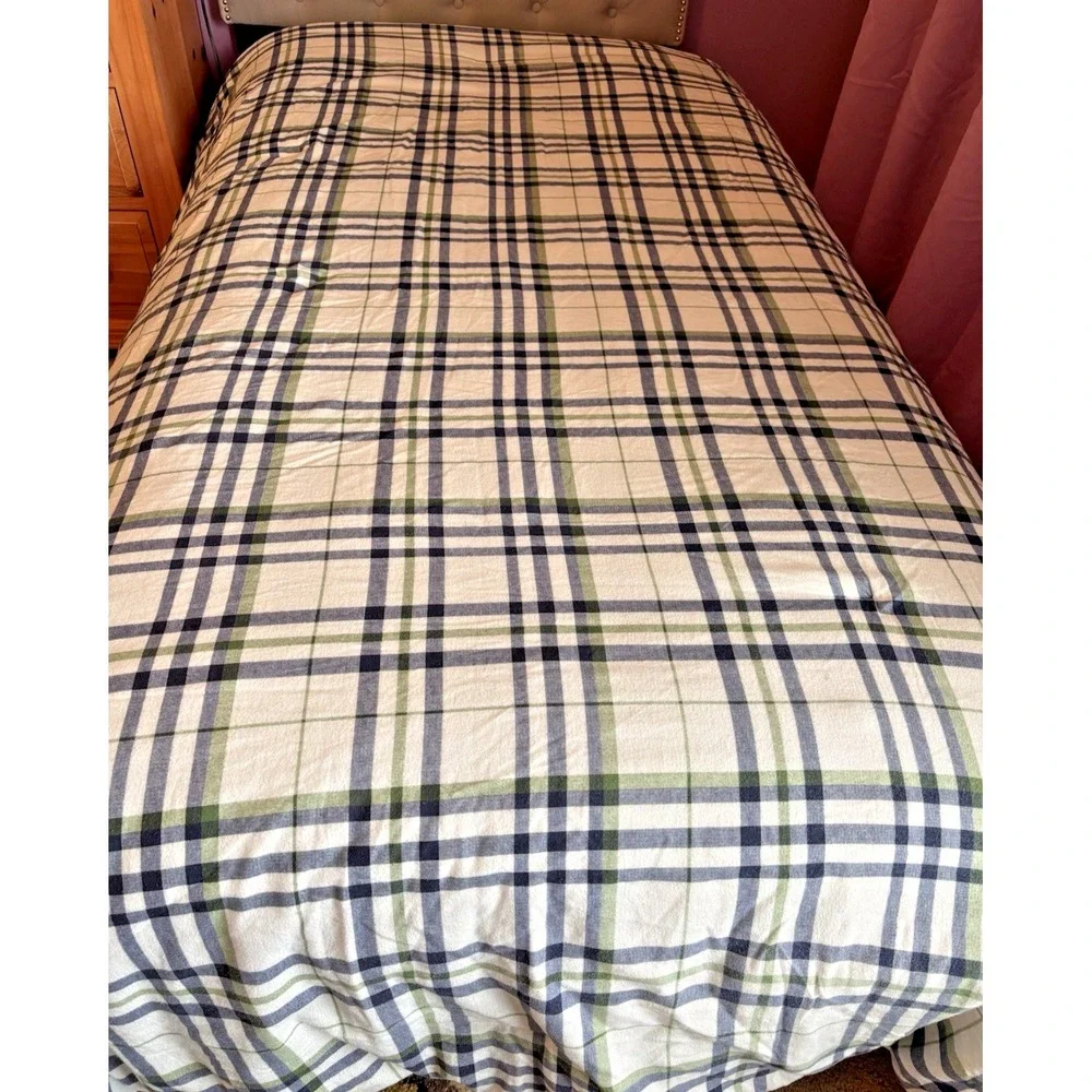Tommy Hilfiger Flannel Comforter Twin Plaid + 3 Shams Nautical Coastal Classic